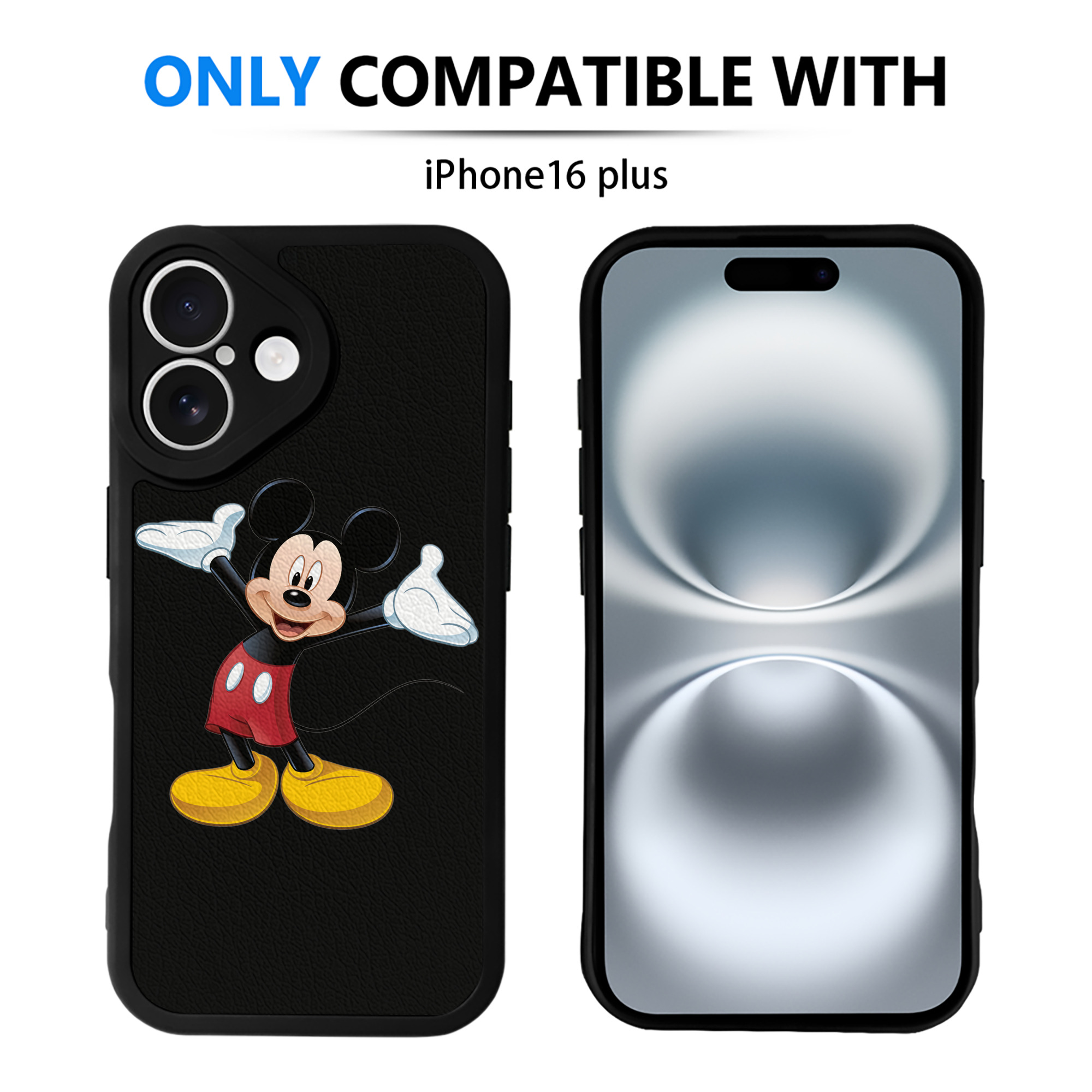 （画像用） ミッキーマウス Mickey Mouse 【iPhone 16シリーズ対応】シリコンスマホケース（レザー調） 材質：シリコン